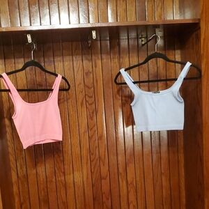 ZARA Stylish Pink and Blue Women's Crop Tops SMALL
